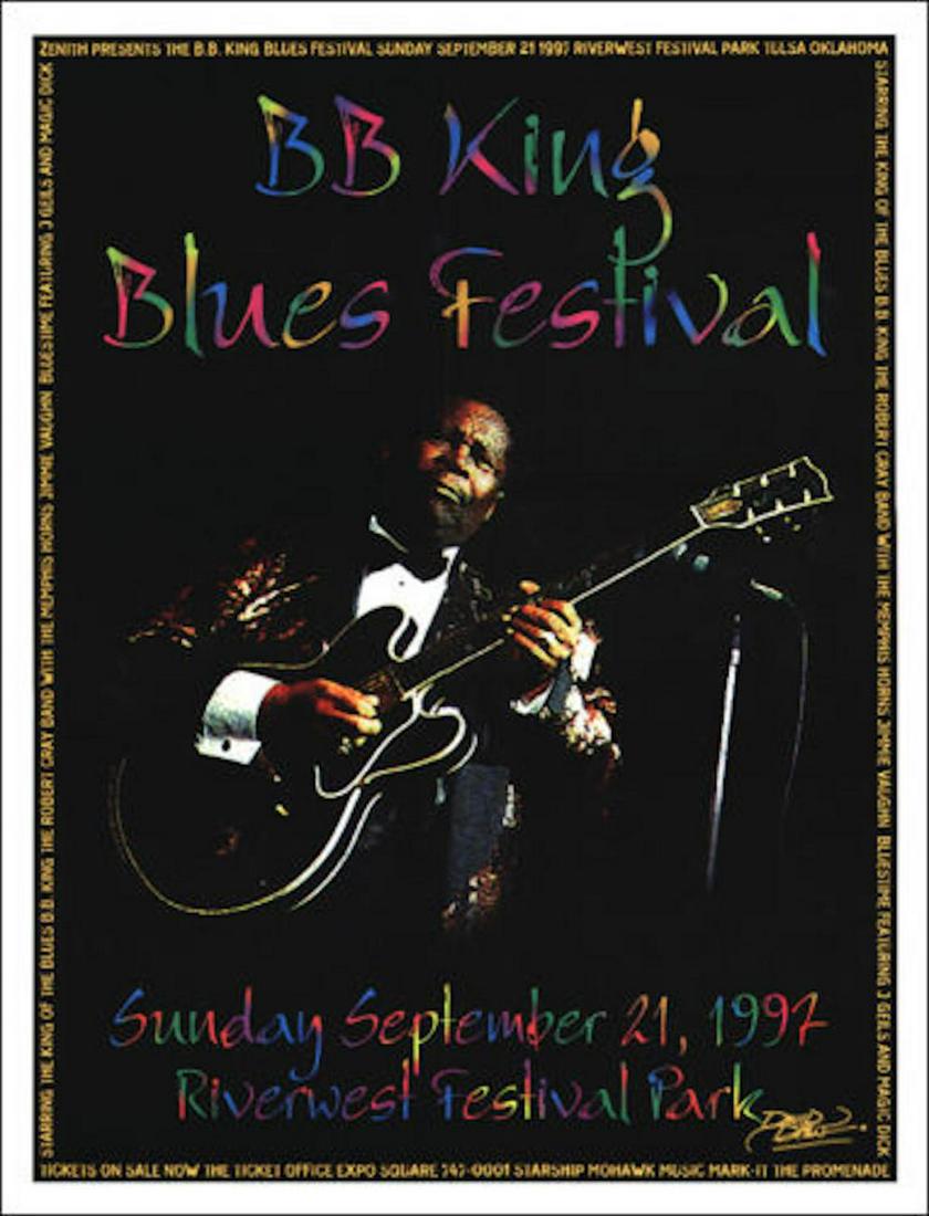 B. B. KING & ROBERT CRAY J GEILS 1997 Original Signed: B. B. KING & ROBERT CRAY J GEILS 1997 Original Signed Tulsa Concert Poster. This is an original concert poster for the final show of the 1997 B. B. King Blues Festival Tour in Tulsa OK. This great