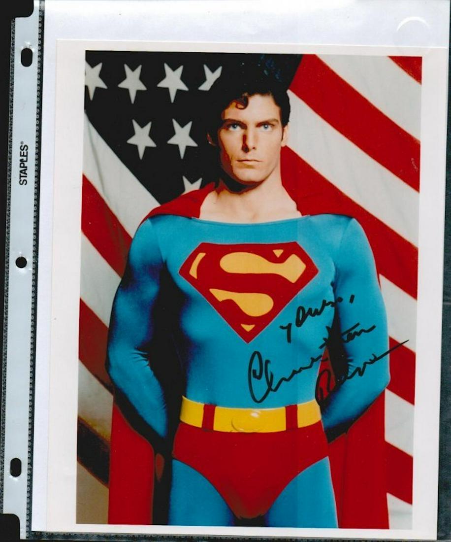 CHRISTOPHER REEVE (SUPER-MAN) SIGNED 8 X 10 PHOTOGRAPH.: CHRISTOPHER REEVE (SUPER-MAN) SIGNED 8 X 10 PHOTOGRAPH. COMES WITH A LETTER/STATEMENT GUARANTEEING THE AUTHENTICITY OF THIS ITEM.