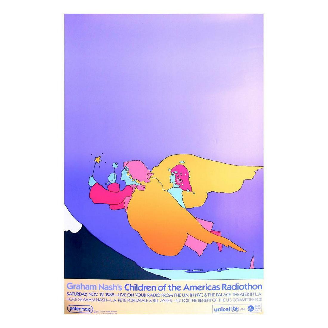 Graham Nash - Peter Max - 1988 Concert Poster: Ã‚Â GRAHAM NASH (British-American Musician and Singer-Songwriter), PETER MAX (American Artist). Original & Vintage Peter Max designed Concert Poster featuring Graham Nash. Venue: The Palace Thea