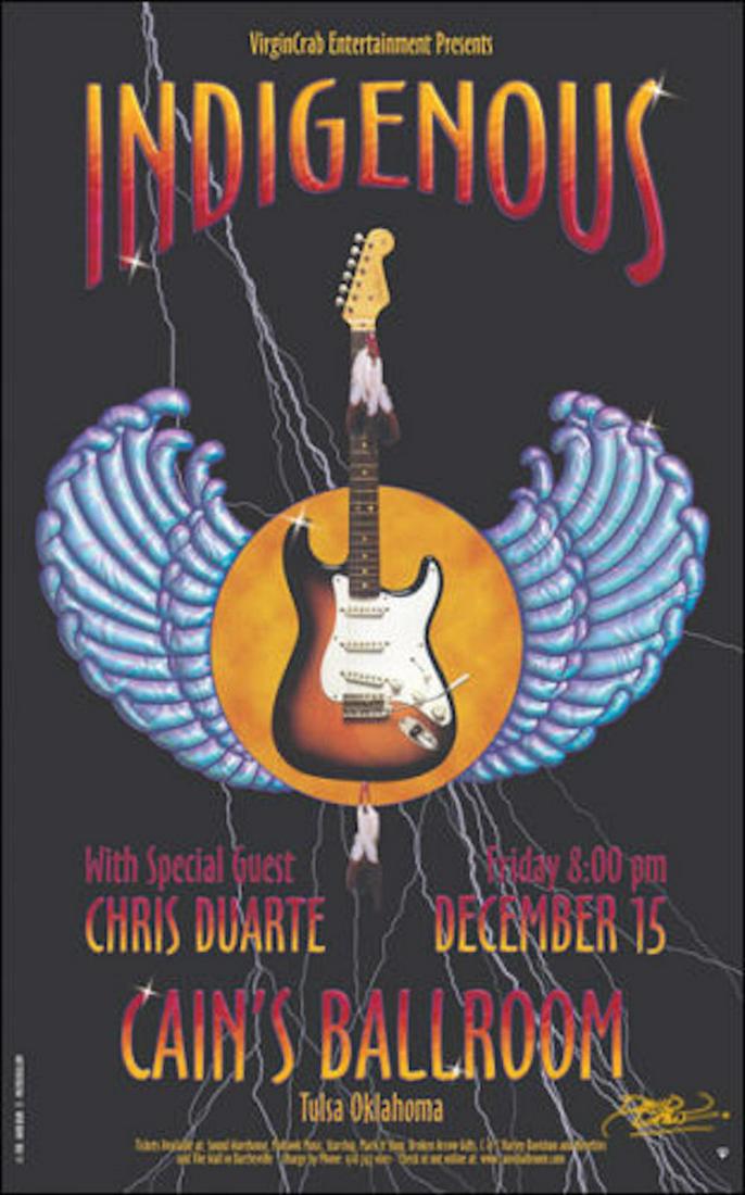 INDIGENOUS CHRIS DUARTE Original Tulsa Cain's Ballroom: INDIGENOUS CHRIS DUARTE Original Tulsa Cain's Ballroom Concert Poster Signed