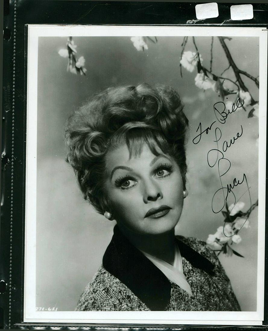 LUCILLE BALL - 8 X 10 SIGNED PHOTOGRAPH W/COA: LUCILLE BALL - 8 X 10 SIGNED PHOTOGRAPH W/COA. SIGNED PHOTOGRAPH BY LUCILLE BALL, INSCRIBED "FOR BILL, LOVE LUCY." COMES WITH COA FROM SIGNATURES IN TIME