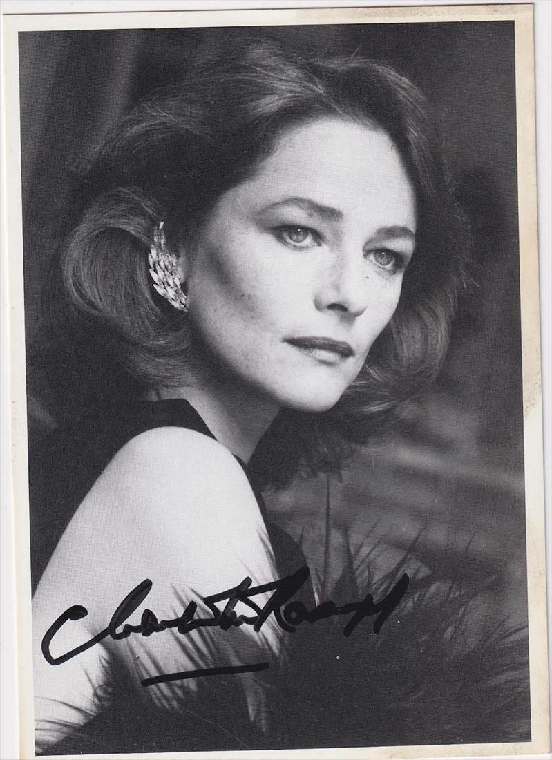 Charlotte Rampling - 4.25 x 6 Signed Photograph w/COA: Charlotte Rampling - 4.25 x 6 Signed Photograph w/COA. A black and white card stock photograph signed in black felt tip ink by Charlotte Rampling. Some marks and wear along the border, but otherwise i
