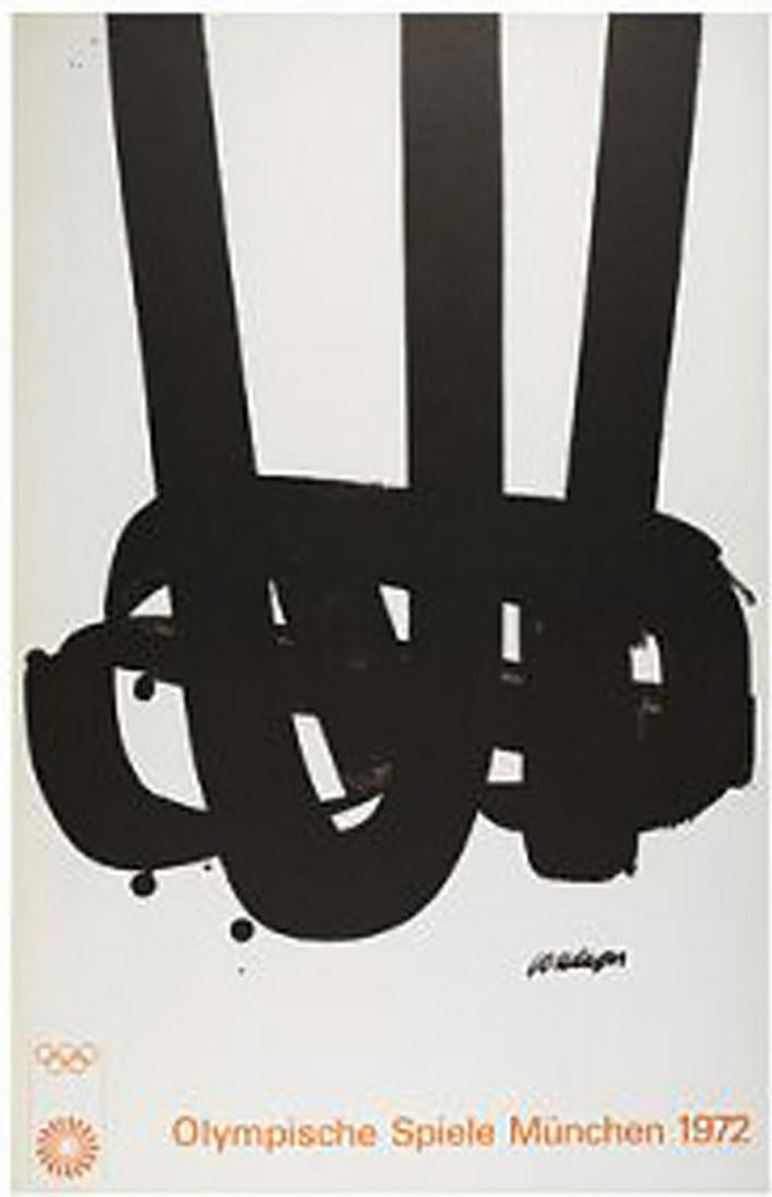 SOULAGE - MUNICH OLYMPIC GAMES 1972 ORIGINAL POSTER: SOULAGE - MUNICH OLYMPIC GAMES 1972 ORIGINAL POSTER. MINT I HAVE RARE COLLECTION OF 13 ORIGINAL SERIGRAPHS AND LITHOGRAPHS FROM THE SET OF , 28 ARTISTS FROM AROUND THE WORLD WHO WERE INVITED BY THE OL