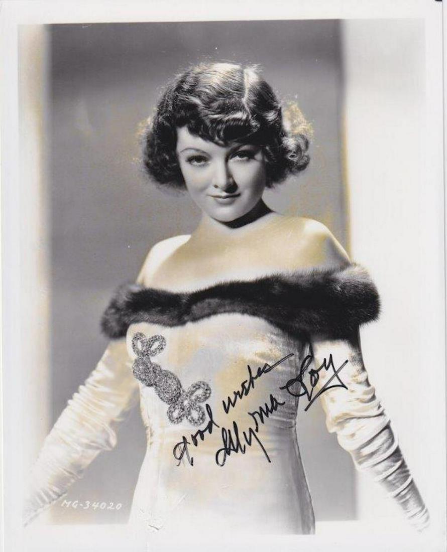 Myrna Loy - 5 x 7 Signed Vintage sepia matte: Myrna Loy - 5 x 7 Vintage sepia matte finish photograph signed w/COA. A signed Sepia matte finish photograph signed in fountain pen ink. Comes with COA