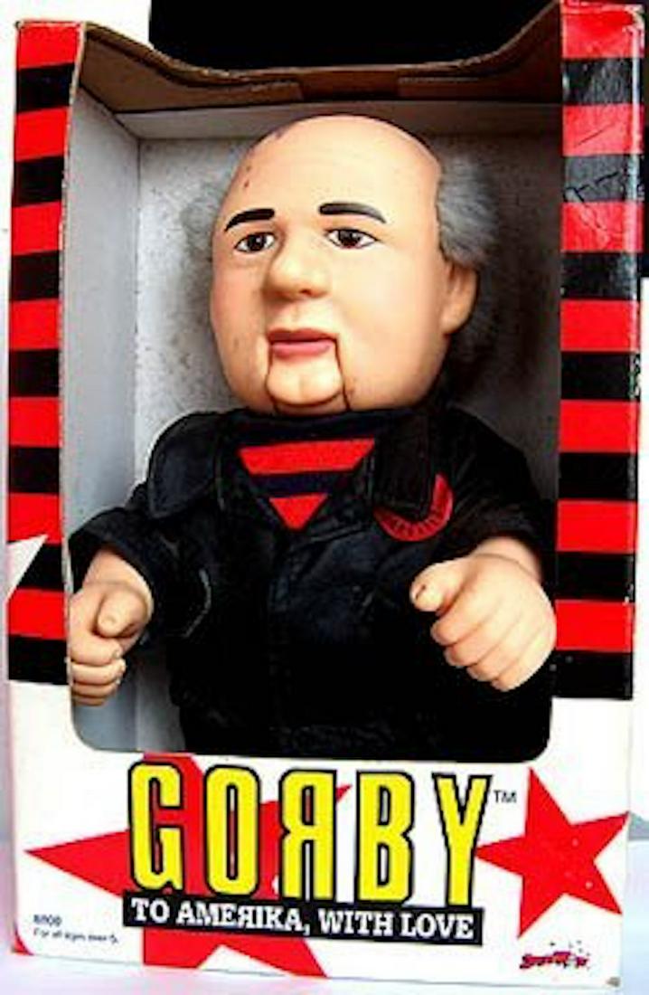 "GORBY" TO AMERICA WITH LOVE DOLL FIGURE: "GORBY" TO AMERICA WITH LOVE DOLL FIGURE. THIS IS A DOLL FIGURE OF FORMER AND LAST LEADER OF THE SOVIET UNION Mikhail Gorbachev. 1990, BY AVANTI, TOKYO.MINT IN BOX. COMPLETE AND INTACT. BOX SHOWS SOME
