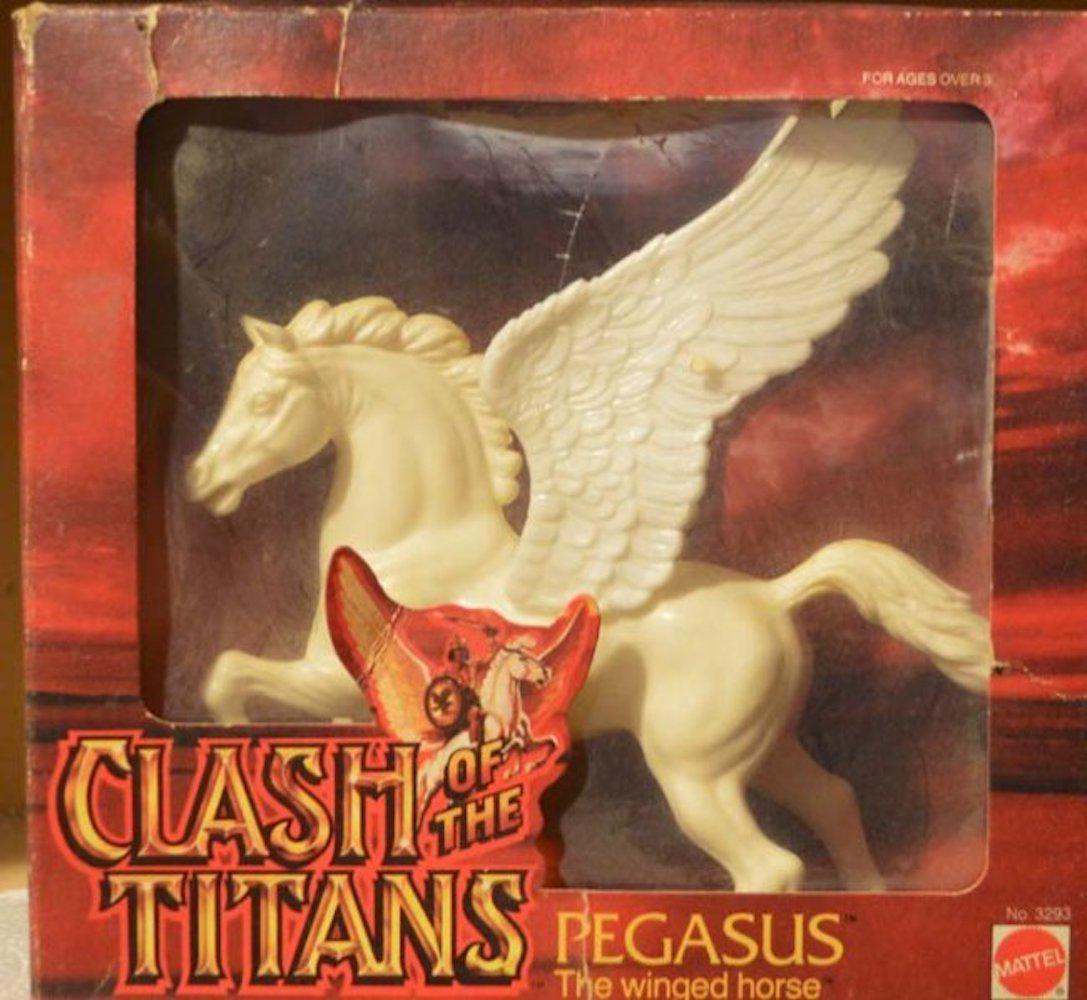 CLASH OF THE TITANS PEGASUS "THE WINGED HORSE" (CR): CLASH OF THE TITANS PEGASUS "THE WINGED HORSE" (CR). 1980, METRO GOLDWYN MEYER.MINT IN BOX. COMPLETE AND INTACT. BOX SHOWS SOME SHELF WEAR (SEE PICTURES)
