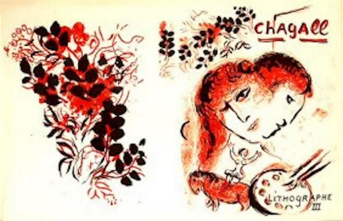Marc CHAGALL (1887-1985) LITHOGRAPH III (1966): Marc CHAGALL (1887-1985) LITHOGRAPH III (1966) Cover FOR "Lithograph Tome III" (1969) Has never been folded. AND IS IN MINT CONDITION