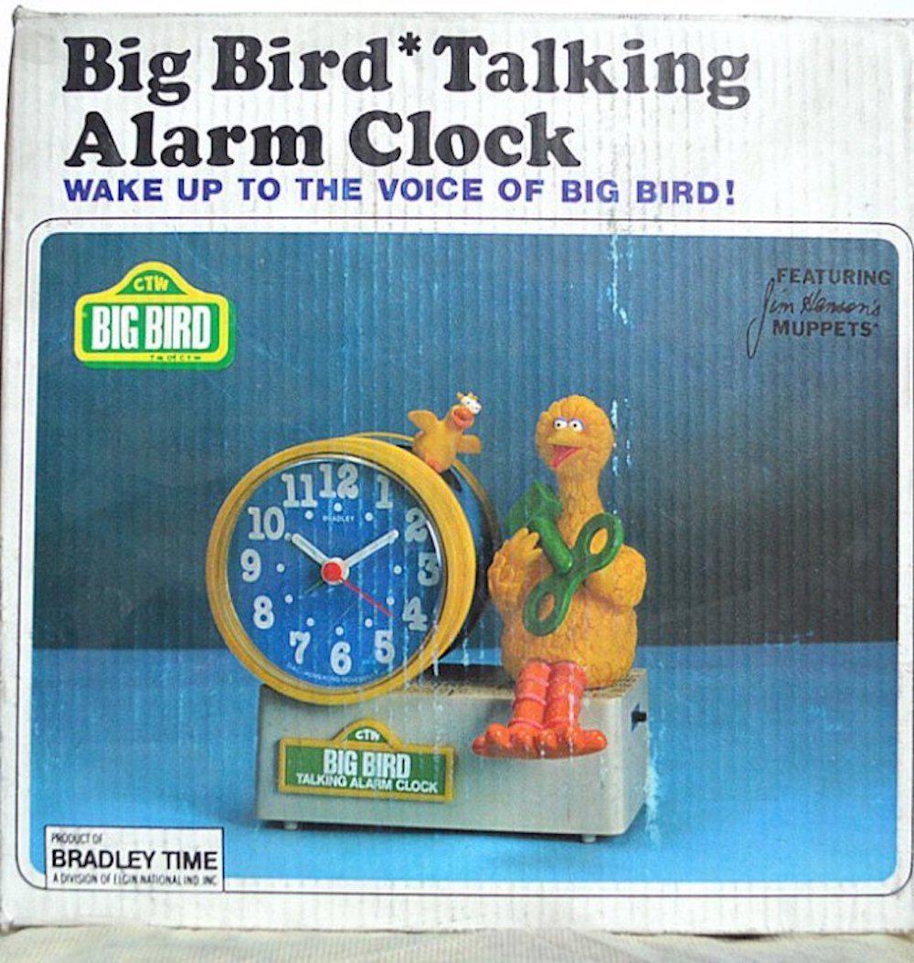 BIG BIRD TALKING ALARM CLOCK. MODEL NO. 4081 NBUU: BIG BIRD TALKING ALARM CLOCK. THE VOICE OF BIG BIRD.""WAKE UP TO MODEL NO. 4081 NBUUMINT IN BOX. COMPLETE AND INTACT.