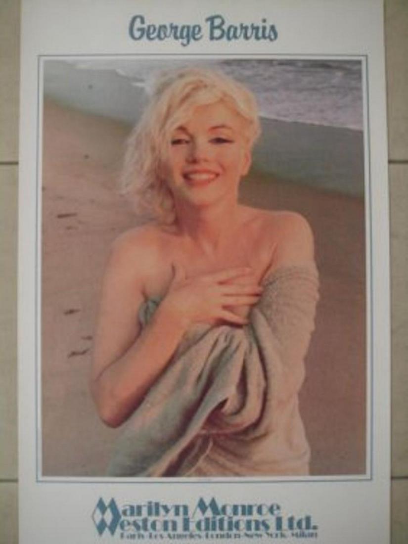 GEORGE BARRIS "MARILYN MONROE ON THE BEACH W/ ROBE".: GEORGE BARRIS "MARILYN MONROE ON THE BEACH W/ ROBE". MEASURES AT 23 X 29.5
