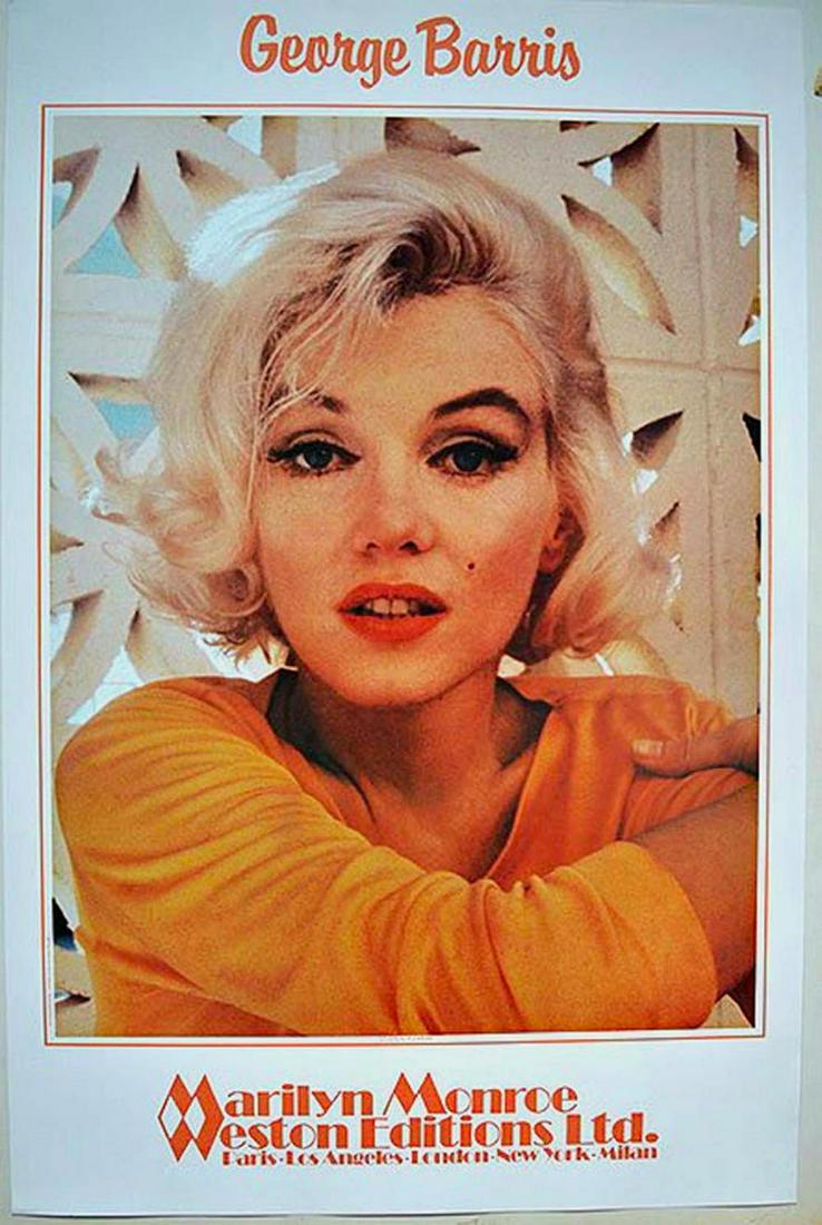 GEORGE BARRIS "MARILYN MONROE" POSTER. POSTER POSTER.: GEORGE BARRIS "MARILYN MONROE" POSTER. POSTER POSTER. PUBLISHED BY WESTON EDITIONS LTD. MEASURES AT 23 X 34.5