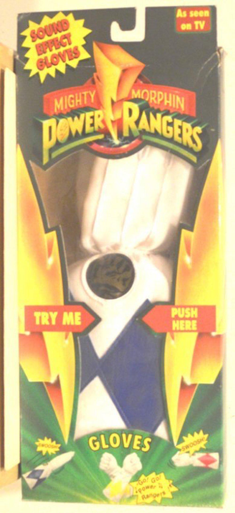 MIGHTY MORPHIN POWER RANGERS SOUND EFFECT GLOVES: BATTERY OPERATED MIGHTY MORPHIN POWER RANGERS SOUND EFFECT GLOVES, AS SEEN ON TV FROM THE POPULAR TV SERIES. THE GLOVES MAKES SOUND EXCITING SOUND EFFECT AS YOU PLAY WITH THEM.MINT IN BOX. COMPLETE AN