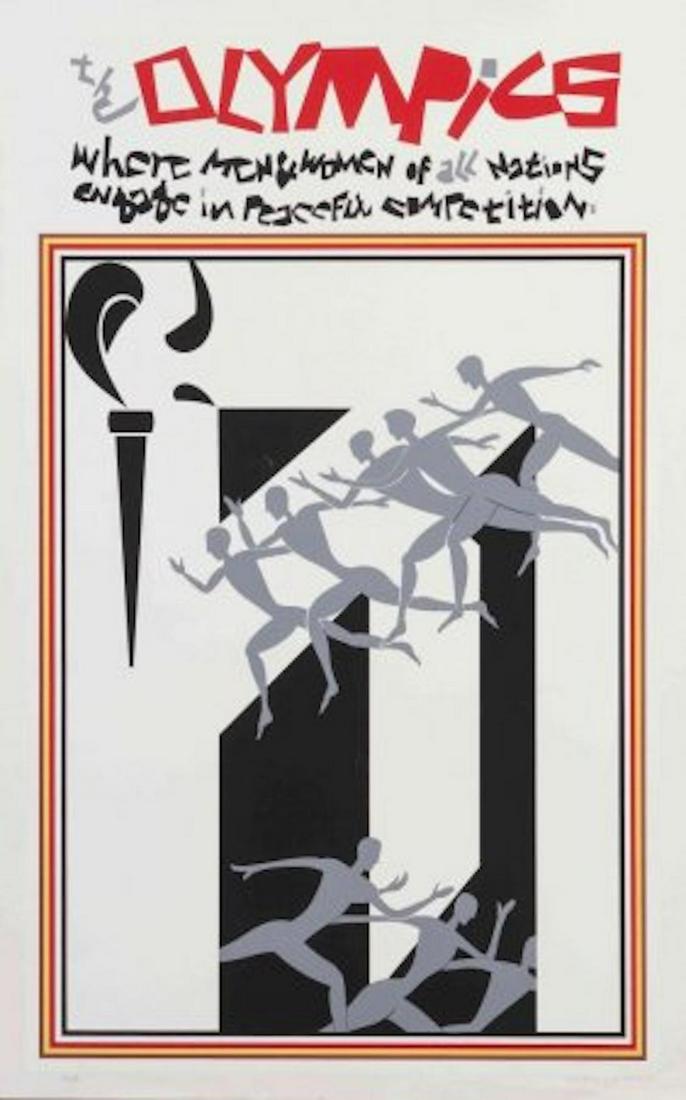 Romare Bearden Title: The Olympics serigraph signed #: Artist: Romare Bearden Title: The Olympics Year: 1976 Medium: Serigraph, signed and numbered in pencil Edition: 200 Paper Size: 39 x 25 inches