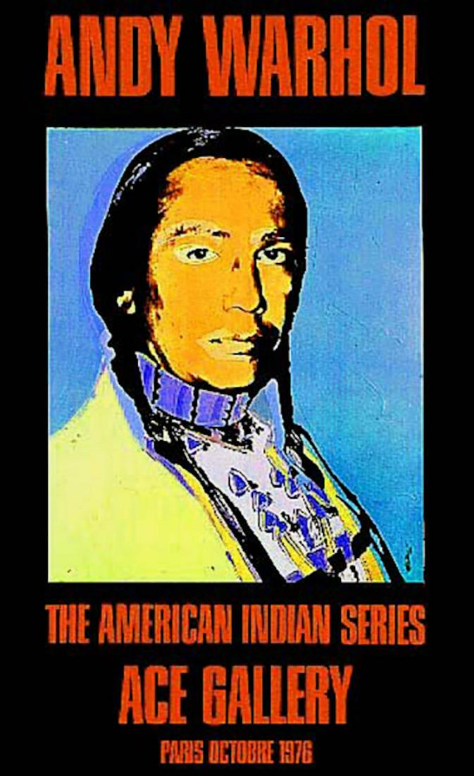 Andy Warhol, "American Indian".Russel Means: Andy Warhol, "American Indian". Russel Means, Native American civil rights activist. in BLACK back ground Offset Lithograph size 50 x 33.1/2 inches,IN VERY GOOD CONDITION Original poster for Warhol's 