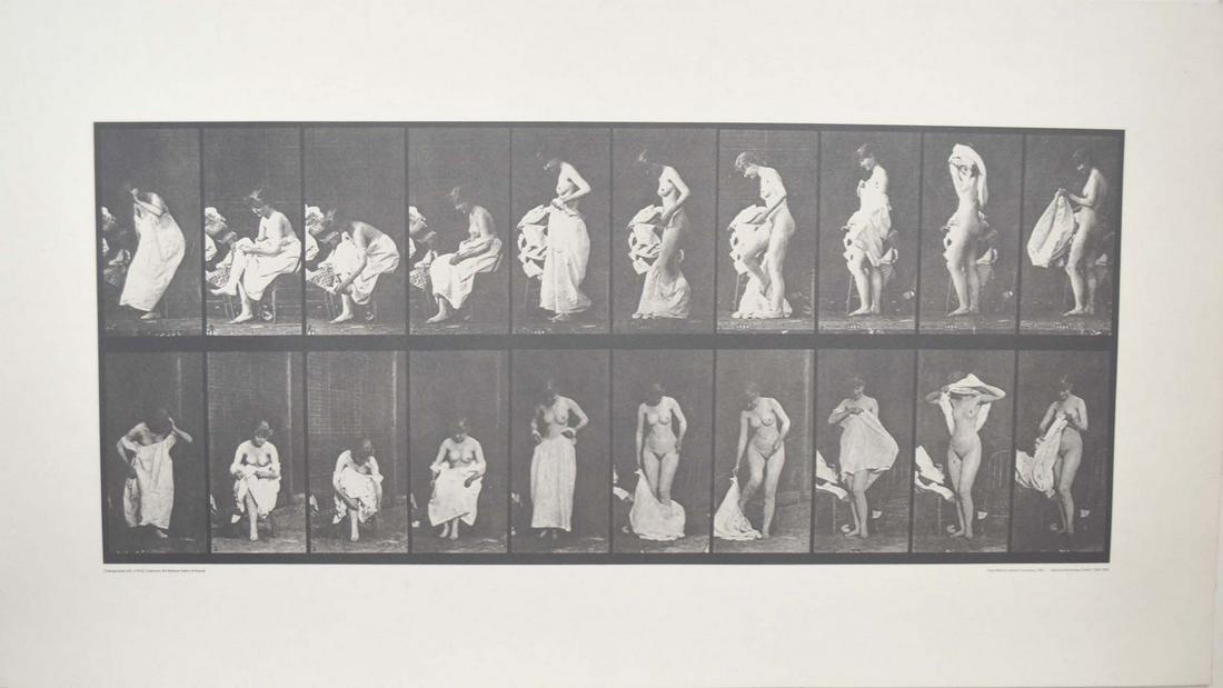 EADWEARD MUYBRIDGE - "PLATE 498": EADWEARD MUYBRIDGE - "PLATE 498" FROM ANIMAL LOCOMOTION, 1987, MEASURES AT 20.5 X 37, GOOD CONDITION (2)