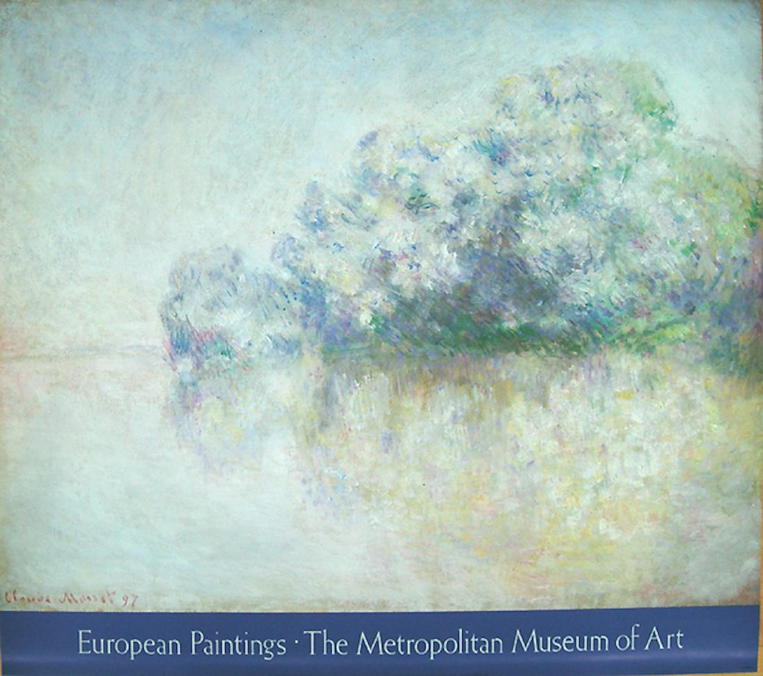 CLAUDE MONET - ILE AUX ORTIES, NEAR VERNON: CLAUDE MONET - ILE AUX ORTIES, NEAR VERNON. THE METROPOLITAN MUSEUM OF ART 1985 - OVER SIZE 34 X 30 INCH .IN NEAR MINT CONDITION NEVER WAS FRAMED. ORIGINAL METROPOLITAN MUSEUM POSTERS, VINTAGE FROM TH