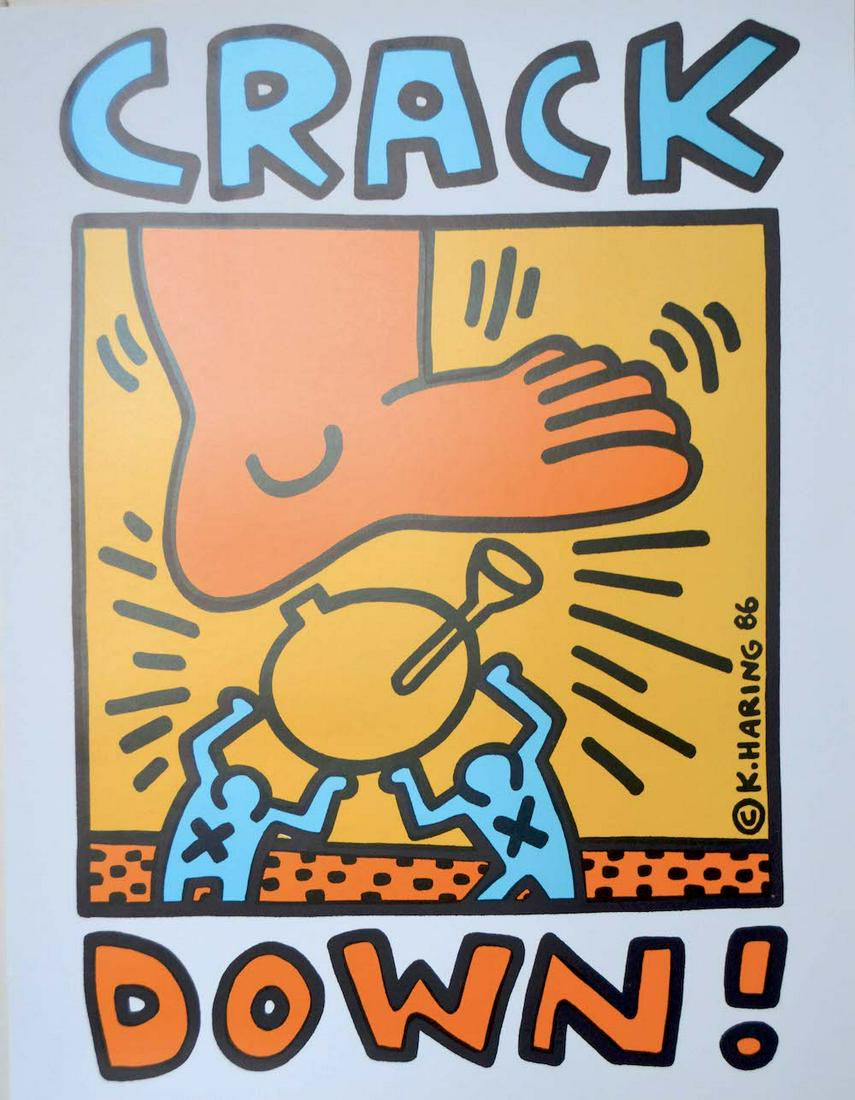 Keith Haring "Down!": Keith Haring "Down!". 1986, Measures at 17 x 22, Good condition