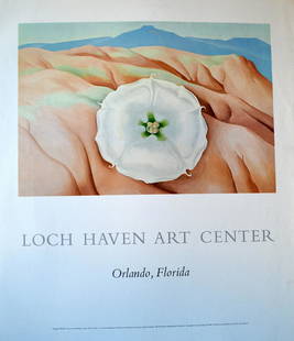 Georgia O'Keeffe - "Datura And Pedernal" (Rare: Georgia O'Keeffe - "Datura And Pedernal" (Rare Warehouse Find). 1940. Loch Haven Art Center. 28 x 32 Inches. Excellent Condition