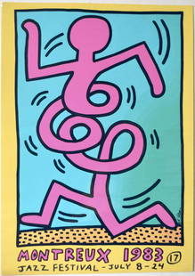 Keith Haring "Montreux 1983 Jazz Festival": Keith Haring "Montreux 1983 Jazz Festival". 1983, Measures at 20 x 27.5, Good condition