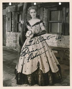 Eleanor Parker- 8 x 10 Vintage sepia glossy signed: Eleanor Parker- 8 x 10 Vintage sepia glossy signed photograph w/COA. A Sepia Glossy vintage photograph signed and inscribed in black felt tip ink by Eleanor Parker. Three file holes along the top,