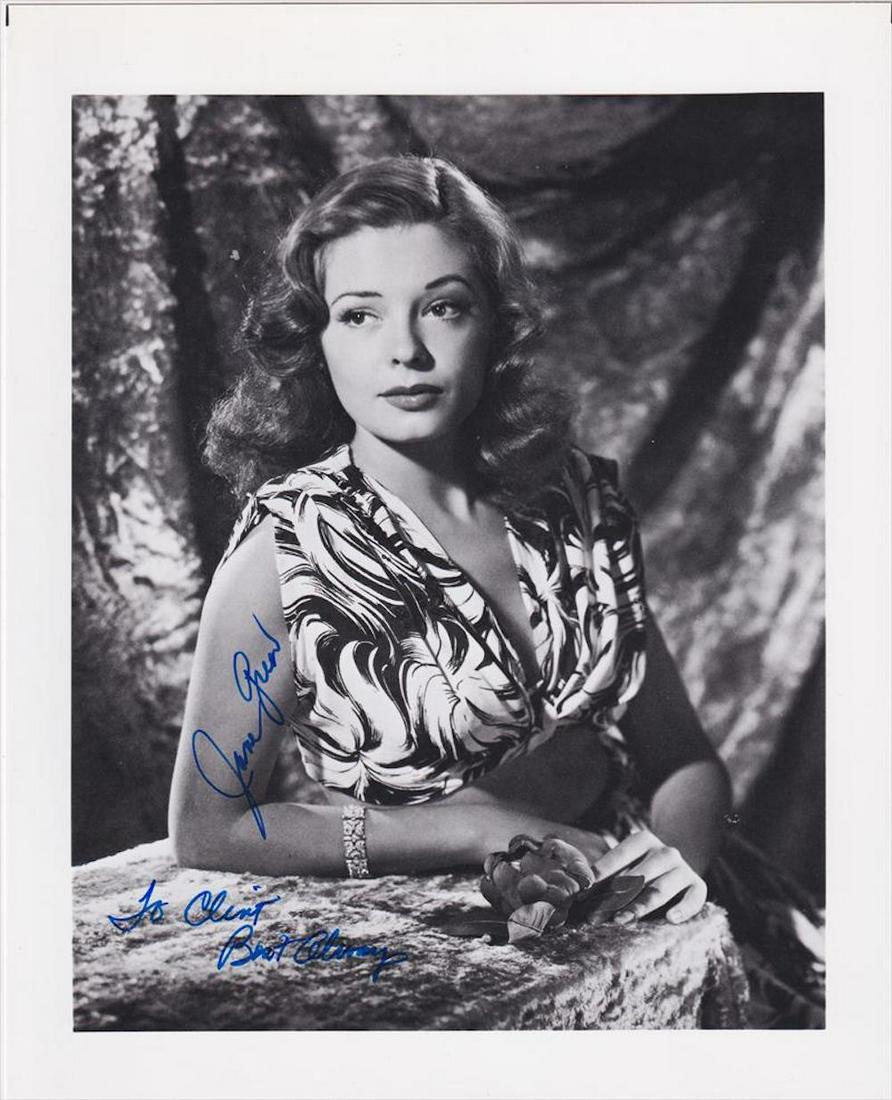 Jane Greer - 8 x 10 Signed Photograph w/COA: Jane Greer - 8 x 10 Signed Photograph w/COA. A black and white glossy photograph signed in blue felt tip ink by Jane Greer. In good condition.
