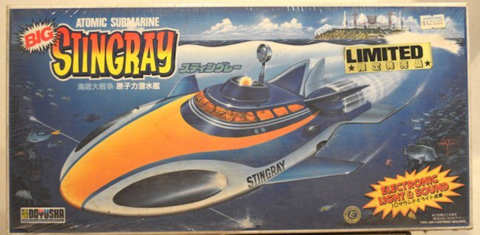BATTERY OPERATED STINGRAY ATOMIC SUBMARINE sealed: BATTERY OPERATED. STINGRAY ATOMIC SUBMARINE. ELECTRONIC LIGHT AND SOUND. MINT IN BOX. COMPLETE AND INTACT.factory sealed rare