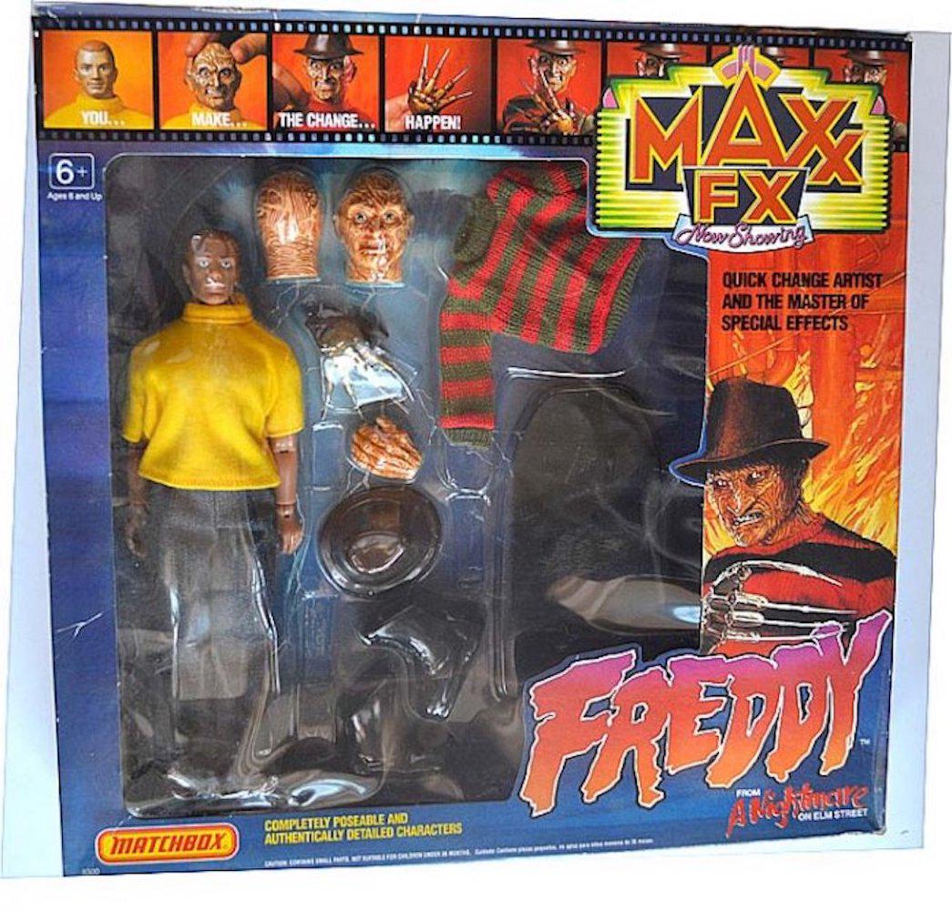MATCHBOX FREDDY QUICK CHANGE ARTIST SET: MATCHBOX FREDDY QUICK CHANGE ARTIST SET. FROM THE MOVIE A NIGHTMARE ON ELM STREET. CONTENTS: A COMPLETLEY POSEABLE FREDDY DOLL, AND OTHER DETAILED CHARACTERS.