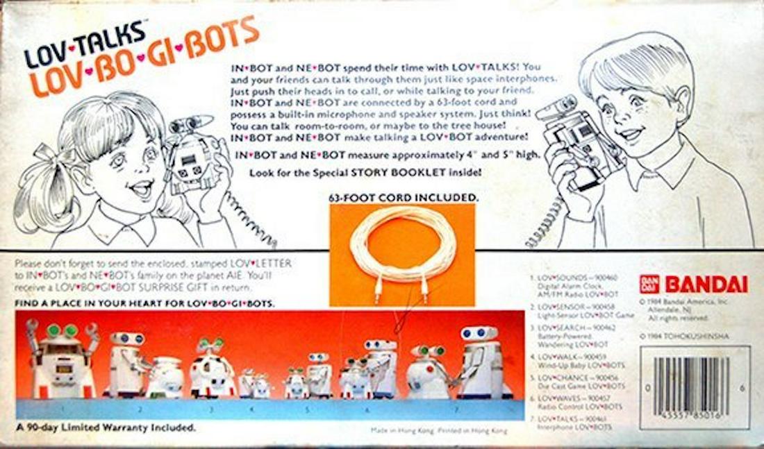BANDAI LOV-SEARCH LOV-BO-GI-BOTS WANDERING ROBOT: BANDAI LOV-SEARCH LOV-BO-GI-BOTS WANDERING ROBOT. BATTERY POWERED WANDERING ROBOT.MINT IN BOX. COMPLETE AND INTACT