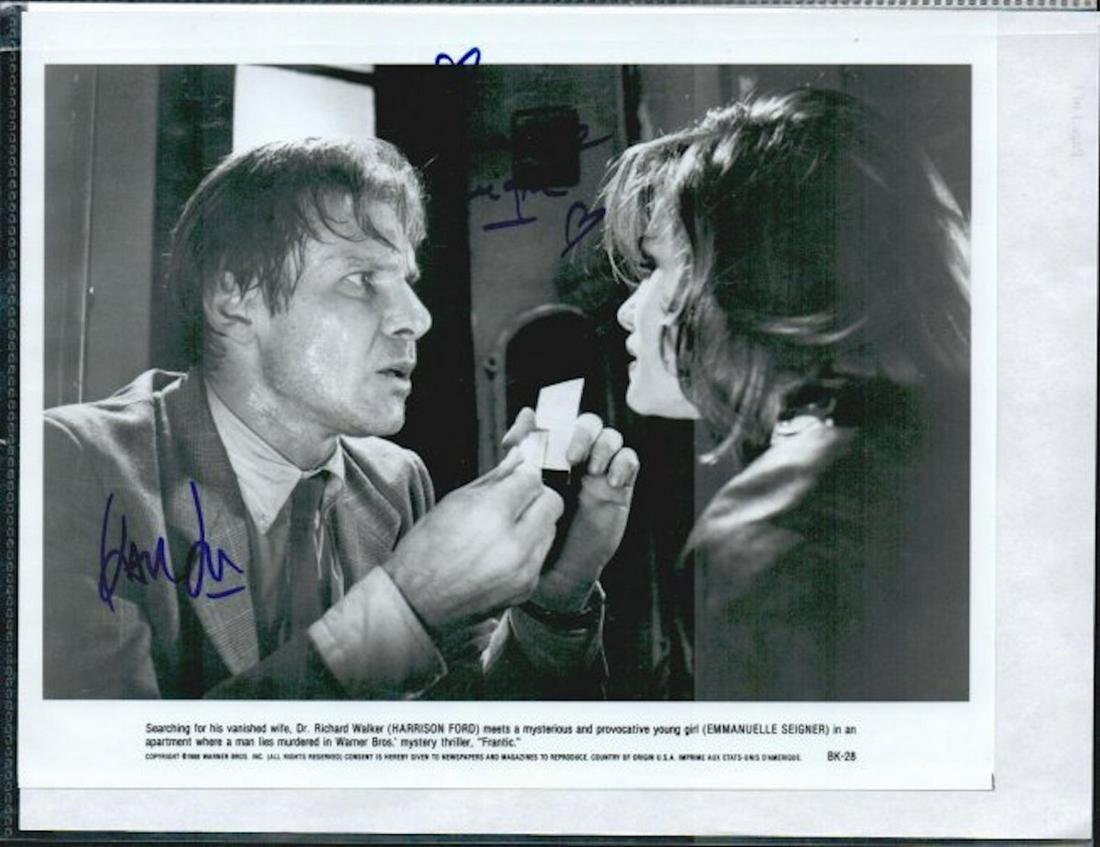 HARRISON FORD & EMMANUELLE SEIGNER HAND SIGNED PHOTO: HARRISON FORD & EMMANUELLE SEIGNER HAND SIGNED PHOTO W/COA. COMES WITH A STATEMENT OF PROVENANCE THE ORIGINAL EBAY SELLER GUARANTEEING THE AUTHENTICITY OF THIS ITEM.