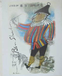 BEN SHAHN - UNTITLED (ORIGINAL LITHOGRAPH): BEN SHAHN - UNTITLED (ORIGINAL LITHOGRAPH), SIGNED IN THE PLATE, 22 X 28.5, GOOD CONDITION