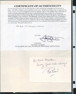 REX REED SIGNED AUTOGRAPH ON A 5 X 3 CARD W/COA: REX REED SIGNED AUTOGRAPH ON A 5 X 3 CARD W/COA. SIGNED IN BLACK INK. THIS ITEM IS 100% AUTHENTICALLY AUTOGRAPHED BY THE PERSON(S) LISTED. COMES WITH A CERTIFICATE OF AUTHENTICITY FROM TODD MUELLER AU