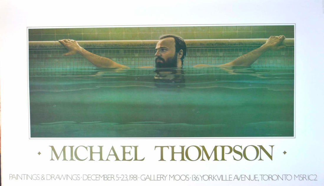 MICHAEL THOMPSON EXHIBITION POSTER: MICHAEL THOMPSON EXHIBITION POSTER, PAINTINGS AND DRAWINGS, 1981, 19 X 32, GOOD CONDITION