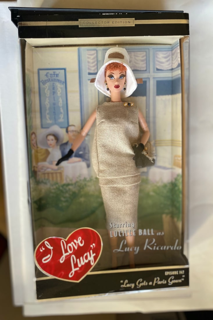 I Love Lucy "Lucy Get a Paris Gown" Barbie Doll: I Love Lucy "Lucy Get a Paris Gown" Barbie Doll. From Episode 147 "Lucy Gets a Paris Doll. New. Complete and intact. (2) (Box 5)