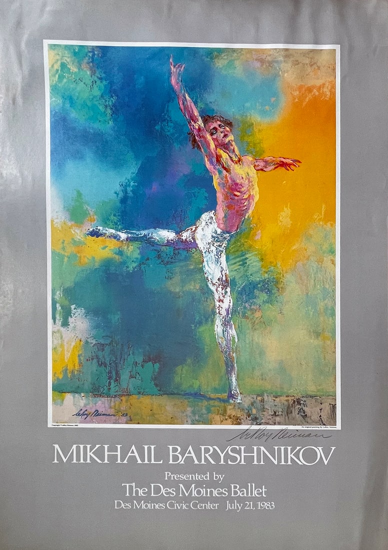 Leroy Neiman - "Mikhail Baryshnikov" Poster: Leroy Neiman - "Mikhail Baryshnikov" Poster, Hand Signed by Artist, minor creases, 36 x 24 inches, very good condition