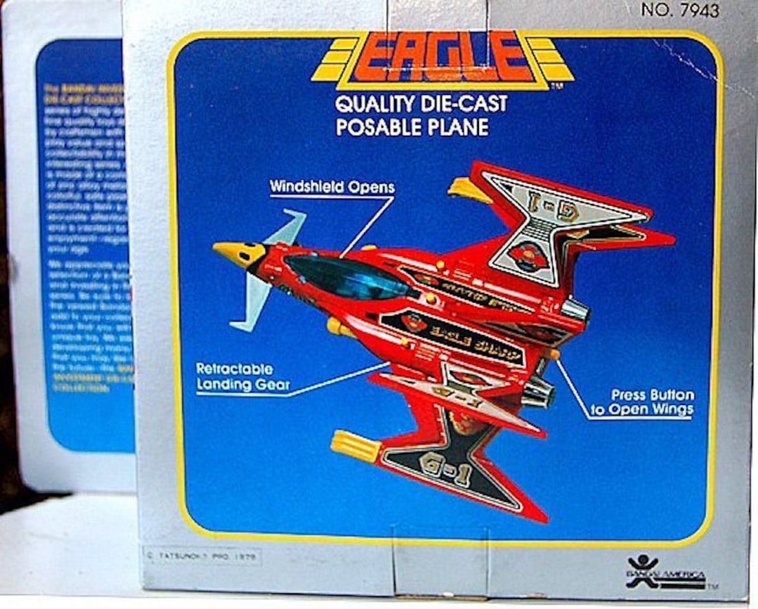 BANDAI QUALITY DIE-CAST EAGLE PLANE TOY NO. 7943: BANDAI QUALITY DIE-CAST EAGLE PLANE TOY NO. 7943. ITEM MEASURES ABOUT 6.5 INCHES. IT IS COMPLTETE AND MINT IN BOX