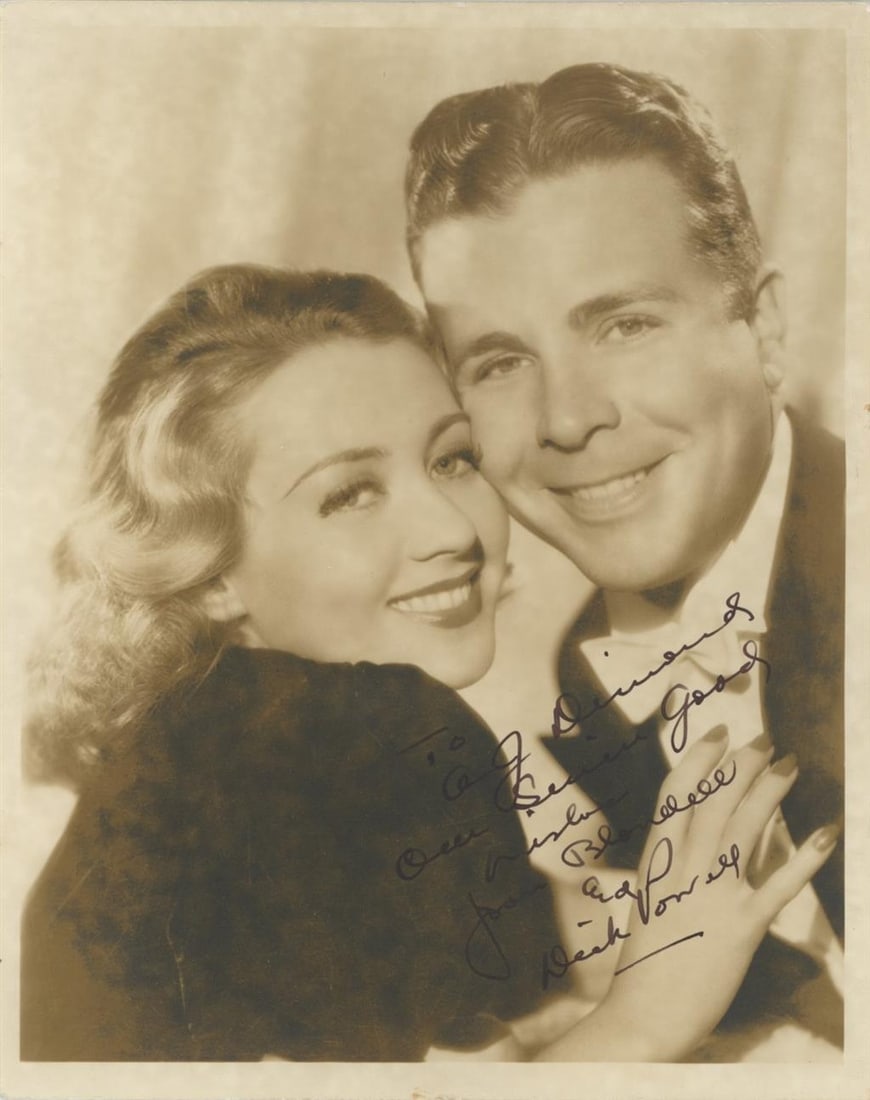 Dick Powell & Joan Blondell- 8 x 10 Signed Vintage Photograph w/COA: Dick Powell & Joan Blondell- 8 x 10 Signed Vintage Photograph w/COA. A signed photograph of Dick Powell & Joan Blondell. Signed by them both. Excellent condition