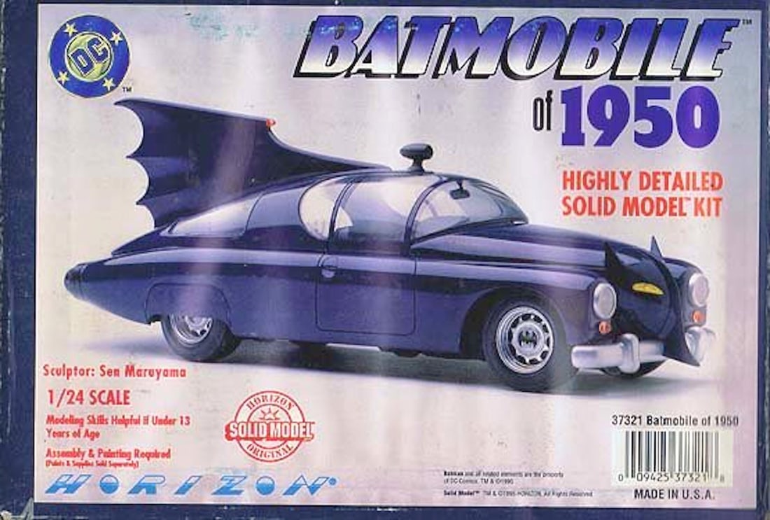 BAT MOBILE OF 1950 SOLID MODEL KIT (CR): BAT MOBILE OF 1950 SOLID MODEL KIT (CR). THIS ITEM IS HIGHLY DETAIL. IT HAS A SCALE OF 1/24. SCULPTED B SEN MARUYAMA.MINT IN BOX. COMPLETE AND INTACT.