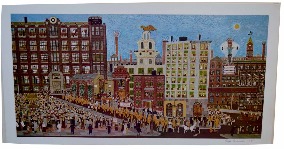 RALPH FASANELLA - "LAWRENCE 1912: THE BREAD AND ROSES: RALPH FASANELLA - "LAWRENCE 1912: THE BREAD AND ROSES STRIKE" (UNSIGNED), 1980, 20.5 X 35, GOOD CONDITION