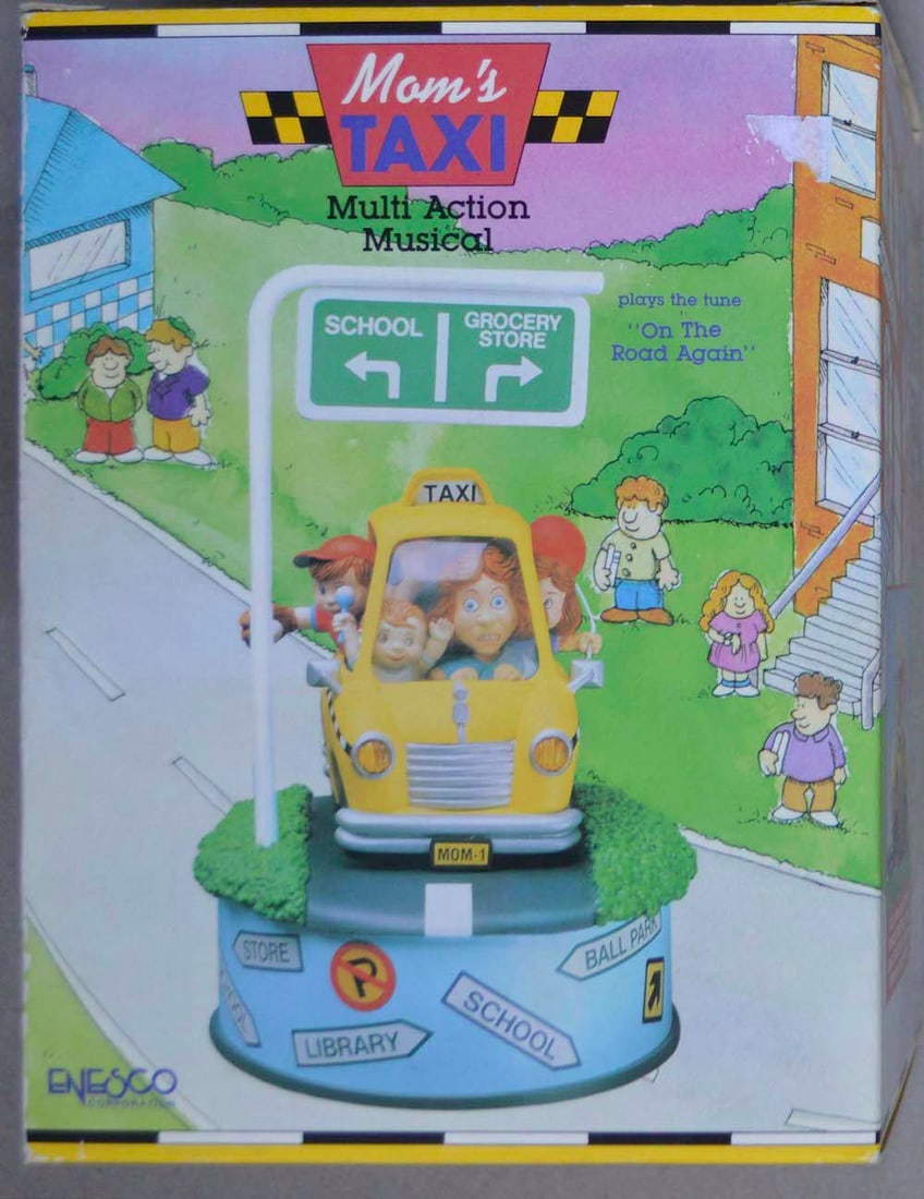 VINTAGE "MOM'S" MULTI ACTION MUSICAL TAXI: VINTAGE "MOM'S" MULTI ACTION MUSICAL TAXI. BATTERY OPERATED. MINT IN A BOX (43)