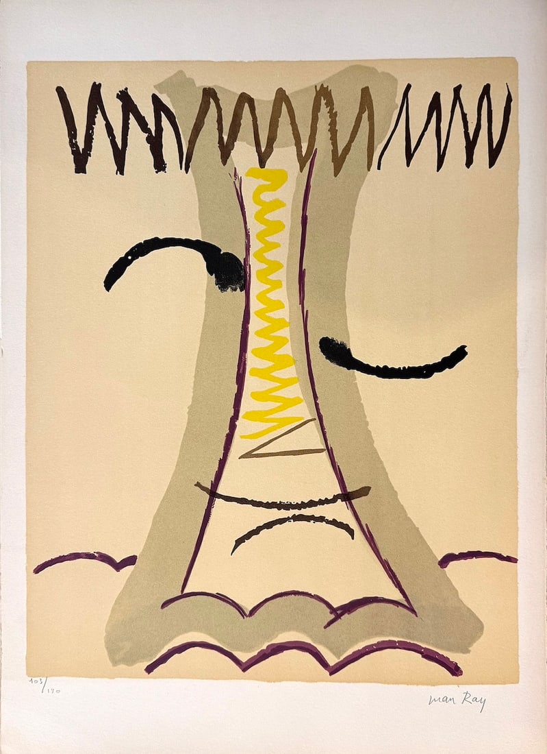 MAN RAY DE L'ORIGIN DES ESPECES PAR VOIE DE SELECION: MAN RAY LITHOGRAPH #7 FROM THE SUITE OF 10 EDTION OF 180 IN 1971 "ORIGIN OF THE SPECIES BY WAY OF irrational SELECTION""DE L'ORIGIN DES ESPECES PAR VOIE DE SELECION IRRATIONALLE" PRINTED IN PARIS BY F