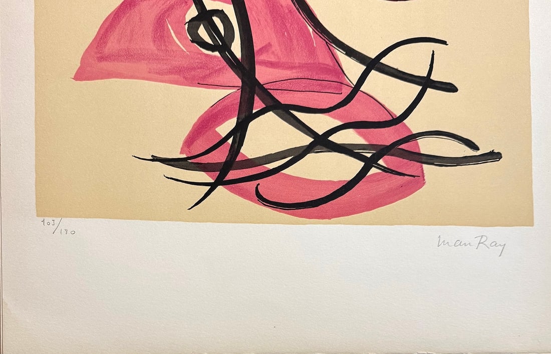 MAN RAY DE L'ORIGIN DES ESPECES PAR VOIE DE SELECION: MAN RAY LITHOGRAPH #5 FROM THE SUITE OF 10 EDTION OF 180 IN 1971 "ORIGIN OF THE SPECIES BY WAY OF irrational SELECTION""DE L'ORIGIN DES ESPECES PAR VOIE DE SELECION IRRATIONALLE" PRINTED IN PARIS BY F