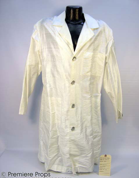 SPY KIDS 3 Dad's (ANTONIO BANDERAS) Hero Lab Coat: SPY KIDS 3 - Gregorio Cortez's (ANTONIO BANDERAS) Hero Screenworn Off-White Lab Coat - The traditional off-white laboratory coat made of fine Dupioni silk. The coat features 4 square silver buttons on