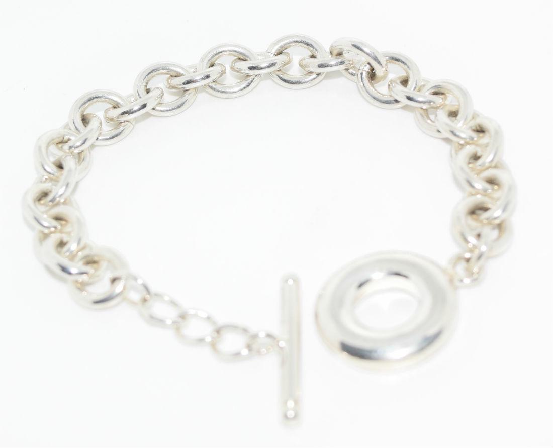 Heavy Sterling Silver Link Front Toggle Bracelet (1 of 5)