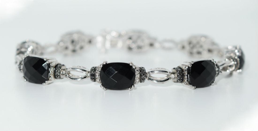 Sterling Silver Black Tourmaline and Diamond Accent (1 of 2)