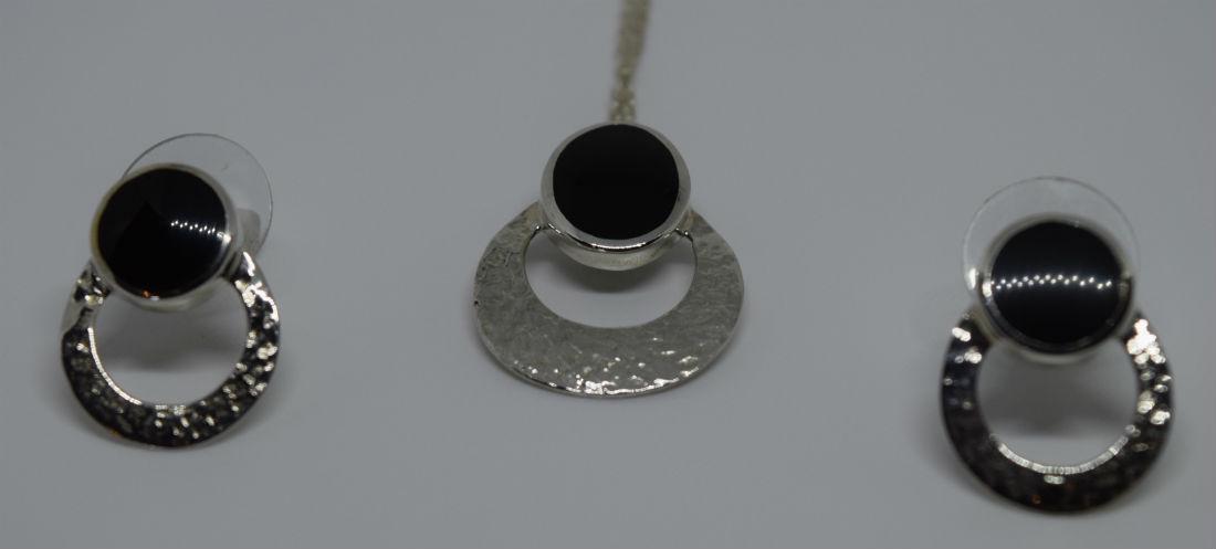 Sterling Silver & Black Onyx Necklace & Earrings Set (1 of 5)