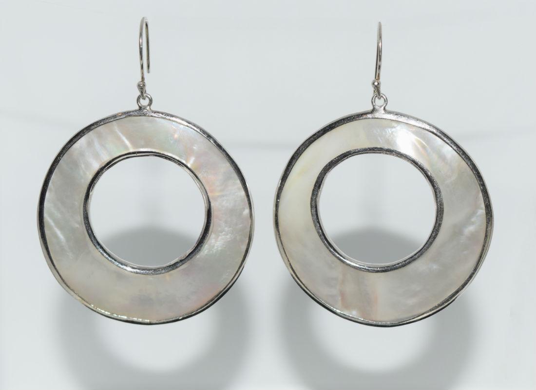 Vintage Large Sterling Silver Wrapped Mother of Pearl (1 of 4)