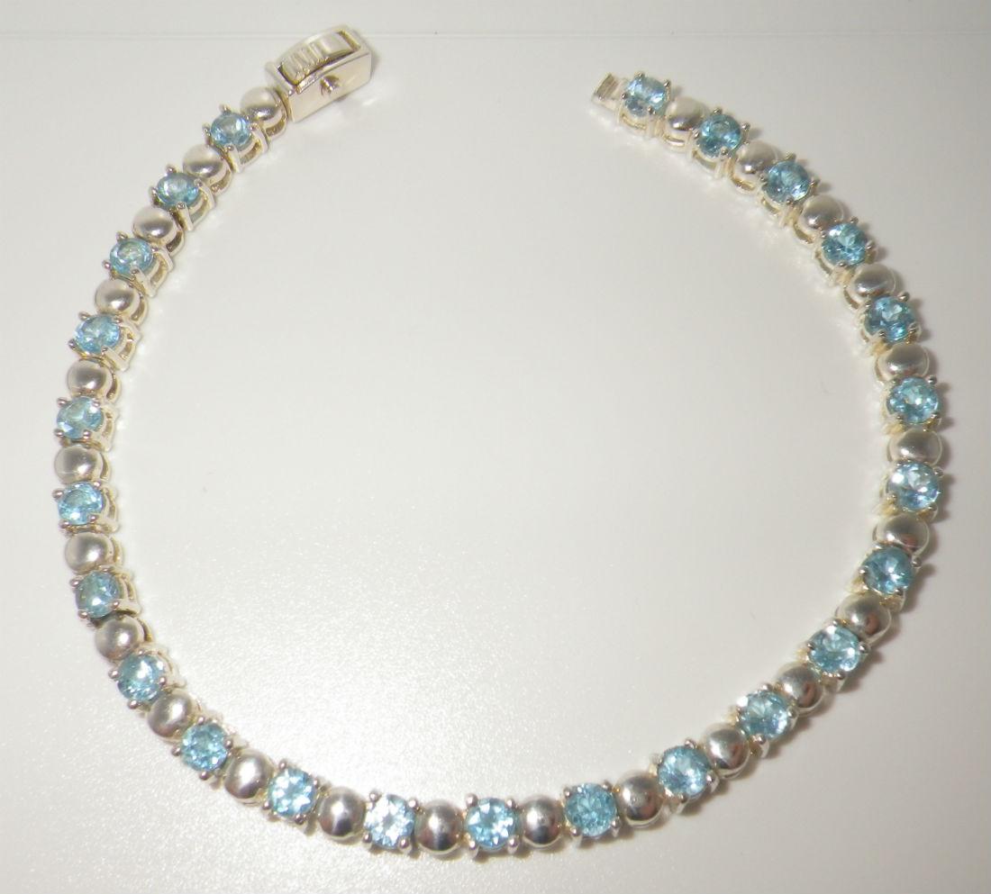 Sterling Silver Blue Topaz Tennis Bracelet (1 of 3)
