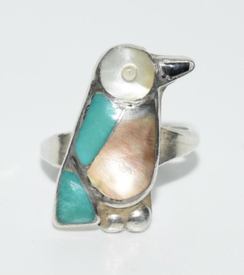 Native American Sterling Silver Multi Stone Bird Ring (1 of 3)