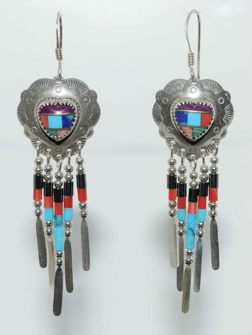Native American Sterling Silver Heart Earrings (1 of 2)