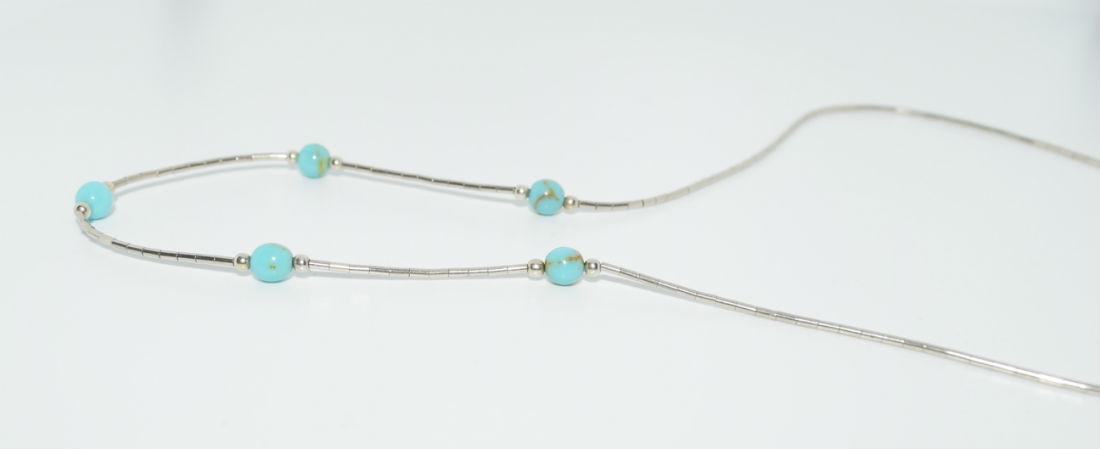 Native American Liquid Silver Turquoise Necklace (1 of 3)