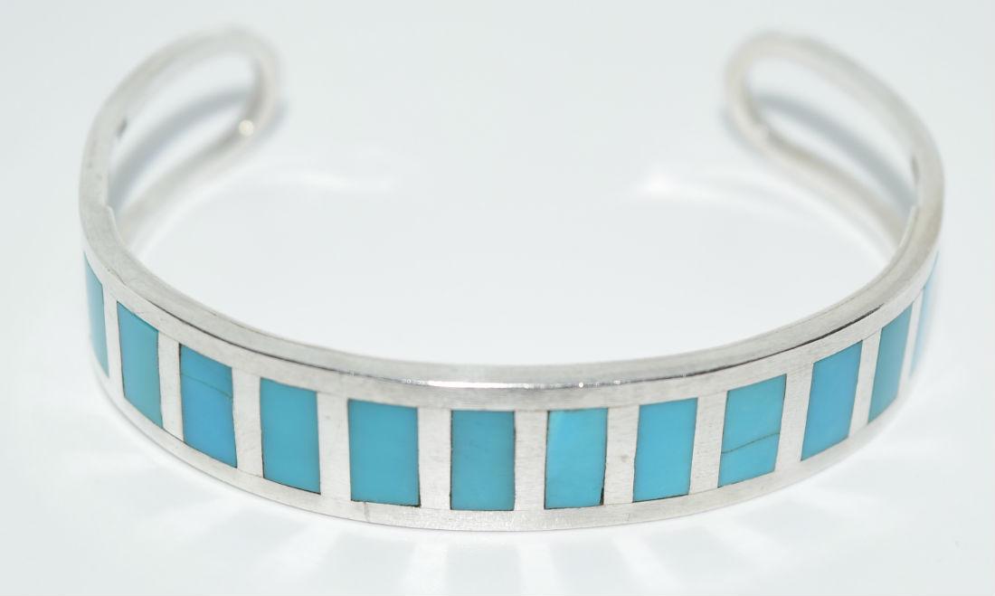 Signed L. Ireland Sterling Silver Turquoise Bracelet (1 of 4)